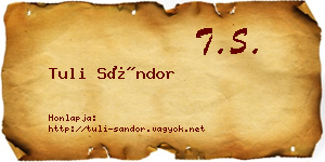 Tuli Sándor névjegykártya