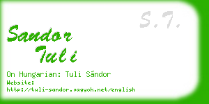 sandor tuli business card