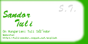 sandor tuli business card